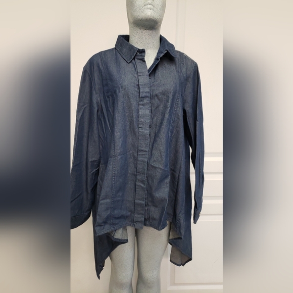 1XL High-Low Denim Shirt - Picture 6 of 7